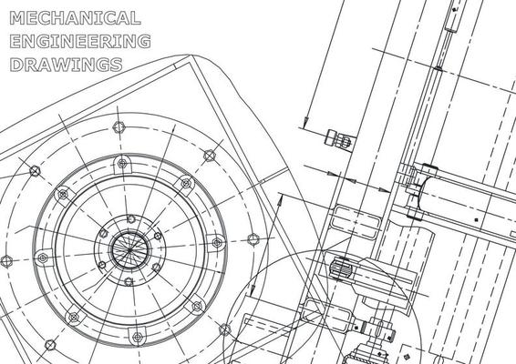 Vector banner. Engineering drawing. Mechanical instrument making