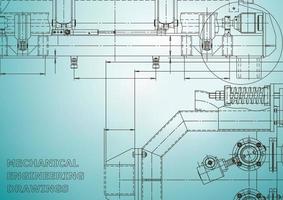 Blueprint. Vector engineering illustration. Cover, flyer, banner, background. Instrument-making drawings. Mechanical engineering drawing. Technical illustrations