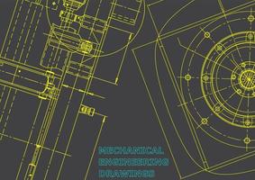 Computer aided design systems. Technical illustrations, backgrounds. Mechanical engineering drawing. Machine-building industry. Instrument-making drawings vector