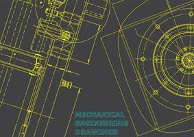 sistemas de diseño asistido por computadora. ilustraciones técnicas, fondos. dibujo de ingeniería mecánica. industria de construcción de maquinaria. dibujos de fabricación de instrumentos vector