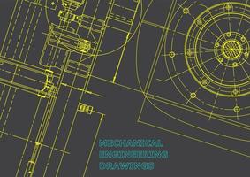 Computer aided design systems. Technical illustrations, backgrounds. Mechanical engineering drawing. Machine-building industry. Instrument-making drawings vector