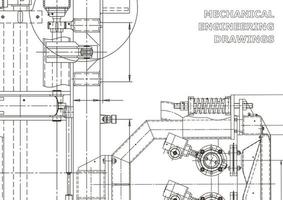 Vector banner. Engineering drawing. Mechanical instrument making