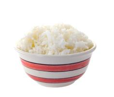 Rice in a bowl on a white background photo