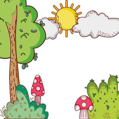 tree bushes sun clouds nature cartoon 4157388 Vector Art at Vecteezy tree bushes sun clouds nature cartoon 4157388 Vector Art at Vecteezy