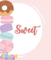 happy day, sweet pile of macaroons candies cartoon vector
