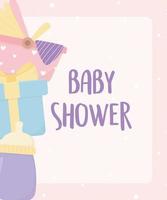 baby shower bottle gift carriage card cartoon decoration vector