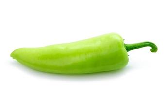 Green hot chili pepper on white photo