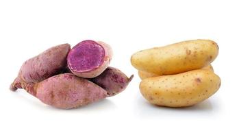 potato and yam isolated on white background photo