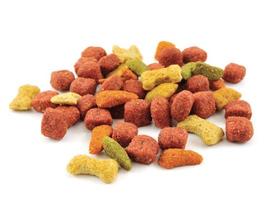 Dry dog food on white background. photo