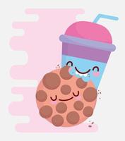 cookie and disposable coffee cup menu character cartoon food cute vector