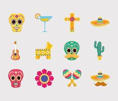 Conjunto de iconos mexicanos aislados diseño vectorial vector