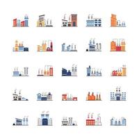 bundle of industry factory set icons vector