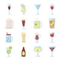 bundle of drinks collection set icons vector