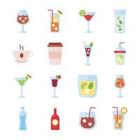 bundle of drinks collection set icons vector