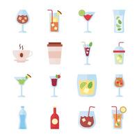 bundle of drinks collection set icons vector