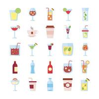 bundle of drinks collection set icons vector