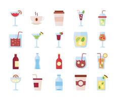 bundle of drinks collection set icons vector