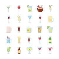 bundle of drinks collection set icons vector