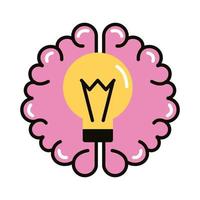 brain human with bulb line and fill style icon vector