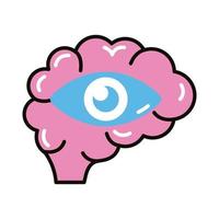 brain human with eye line and fill style icon vector