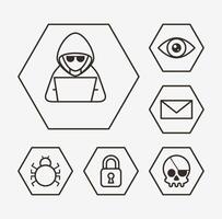 paquete de iconos de conjunto de seguridad cibernética vector