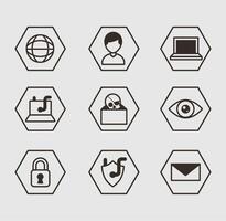 bundle of cyber security set icons vector