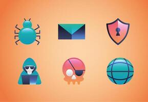 bundle of cyber security set icons vector