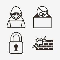 bundle of cyber security set icons vector