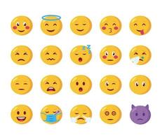 paquete de emojis caras establecer iconos vector