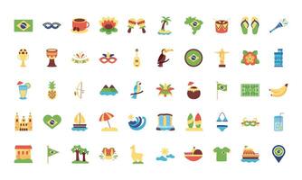 bundle of brazil set icons vector