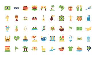 bundle of brazil set icons vector