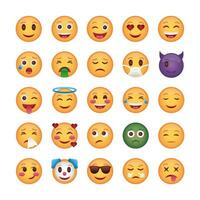 bundle of emojis faces set icons vector