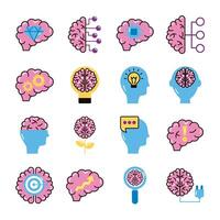 bundle of brains organs set icons vector