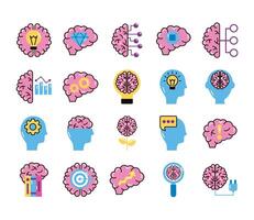 bundle of brains organs set icons vector