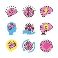 bundle of brains organs set icons vector