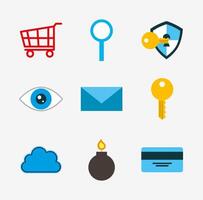 bundle of cyber security set icons vector
