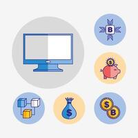 bundle of fintech set icons vector