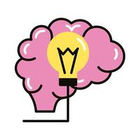 brain human with bulb line and fill style icon vector