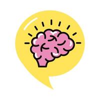 brain human in speech bubble line and fill style icon vector