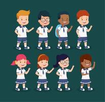 group of students kids characters vector