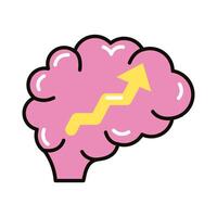 brain human with arrow up line and fill style icon vector