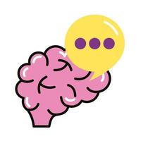 brain human and speech bubble line and fill style icon vector