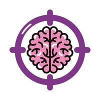 brain human with target line and fill style icon vector