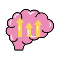 brain human with arrows up line and fill style icon vector
