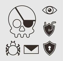 paquete de iconos de conjunto de seguridad cibernética vector