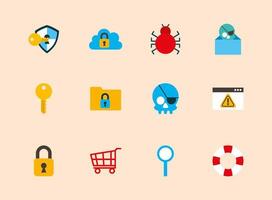 bundle of cyber security set icons vector