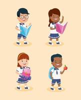 group of students kids characters vector