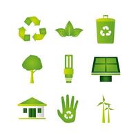 bundle of ecology set icons vector