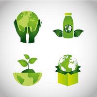 bundle of ecology set icons vector