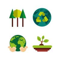 bundle of ecology set icons vector